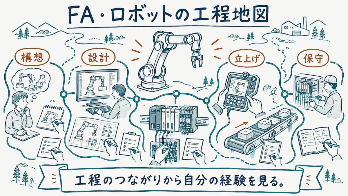 FAとロボットの仕事を工程地図で示す図
