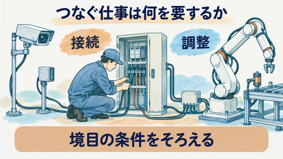 機械、電気、制御の連携を示す図