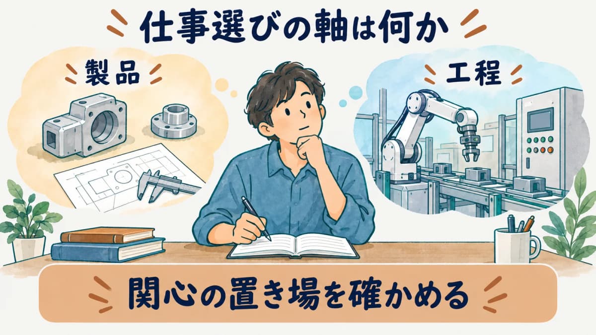 製品と工程のどちらに関心があるかを確かめる図