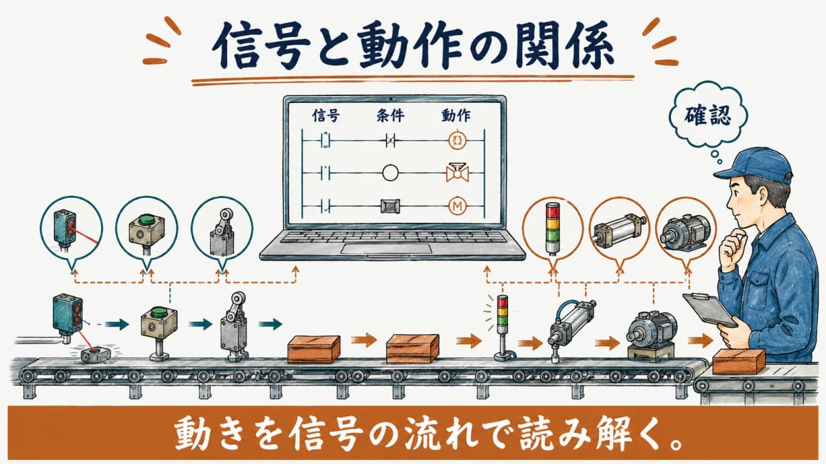 PLCと入出力の関係をラダー言語で読み解く図