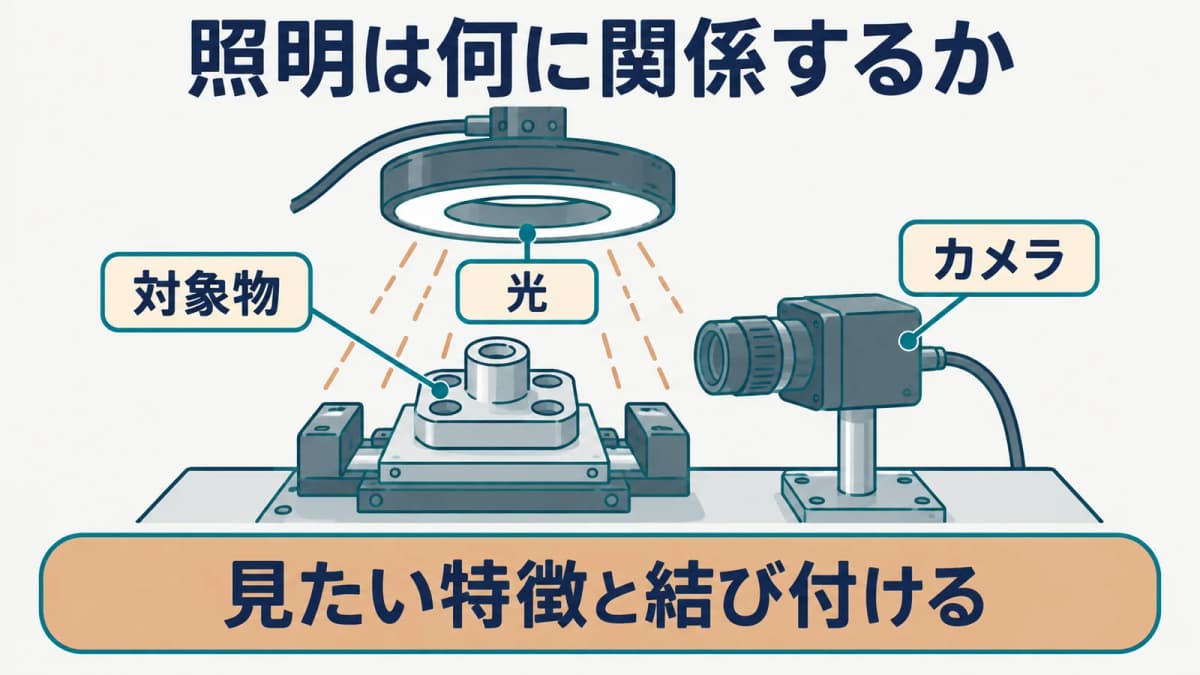 リング照明と画像処理カメラの関係を示す図