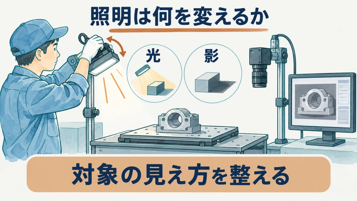 対象物、照明、カメラの関係を示す図