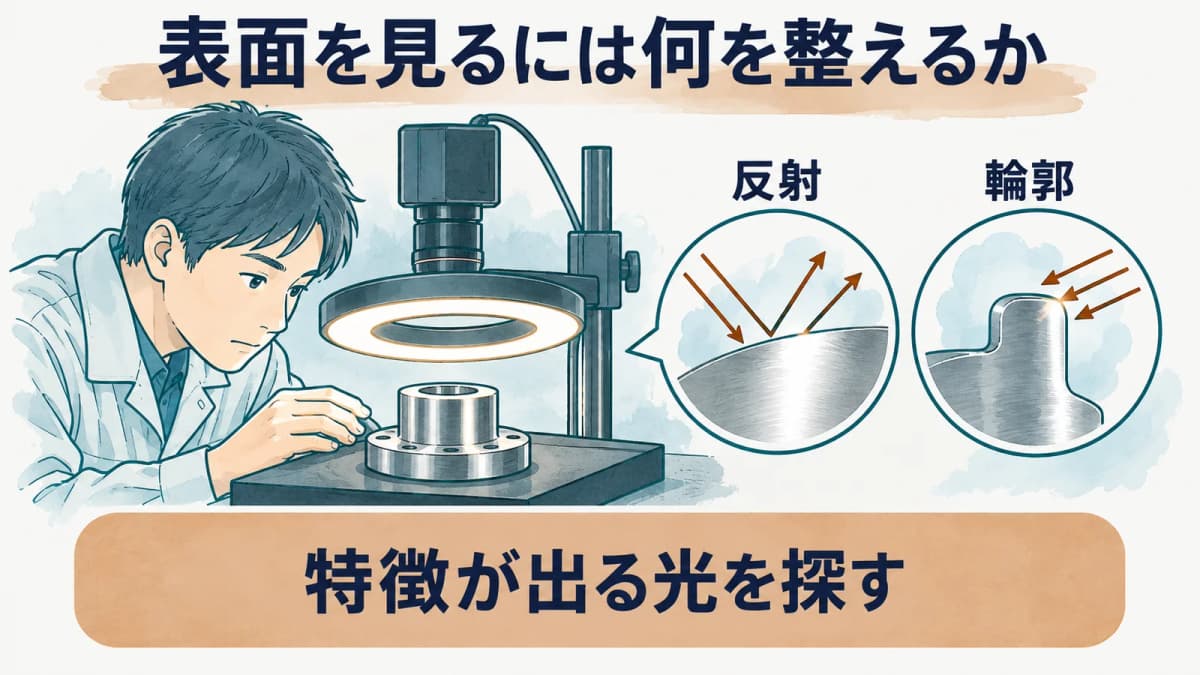 対象物の表面と光の関係を示す図