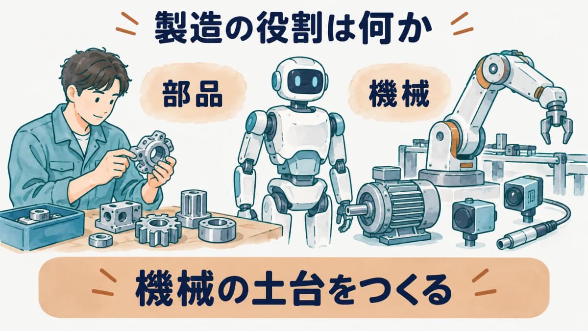 部品と機械の製造が土台をつくる図