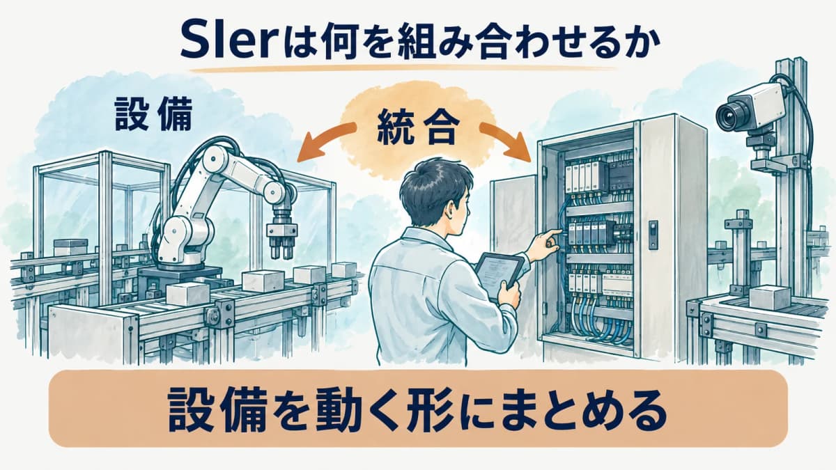 ロボット、制御、搬送をつなぐ設備の図