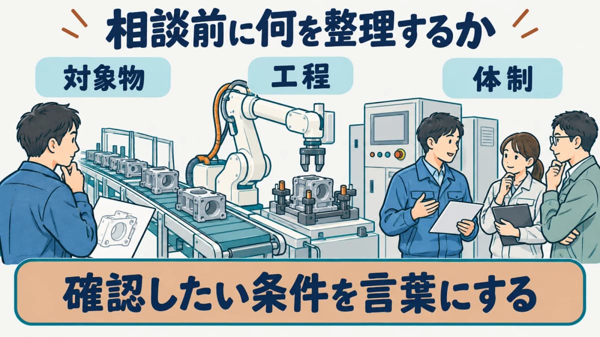 相談前に工程と条件を整理する図