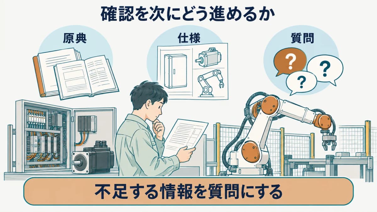 原典と仕様の不足を質問に変える図