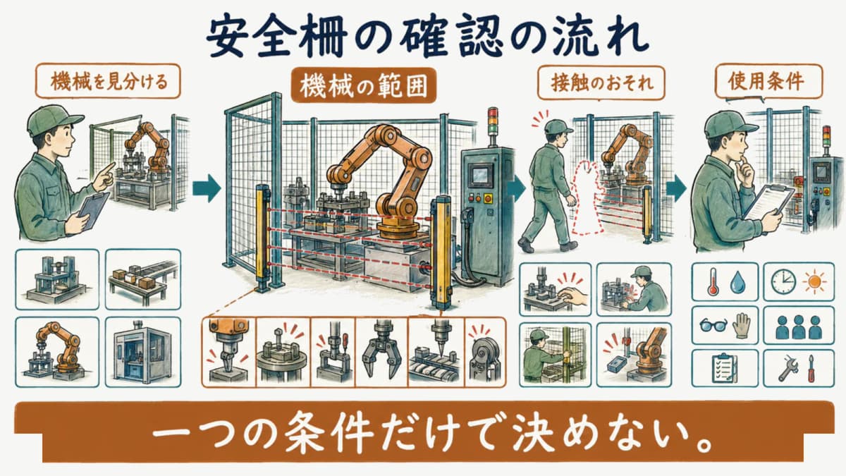 安全柵を検討する前に確認する順序を示す図