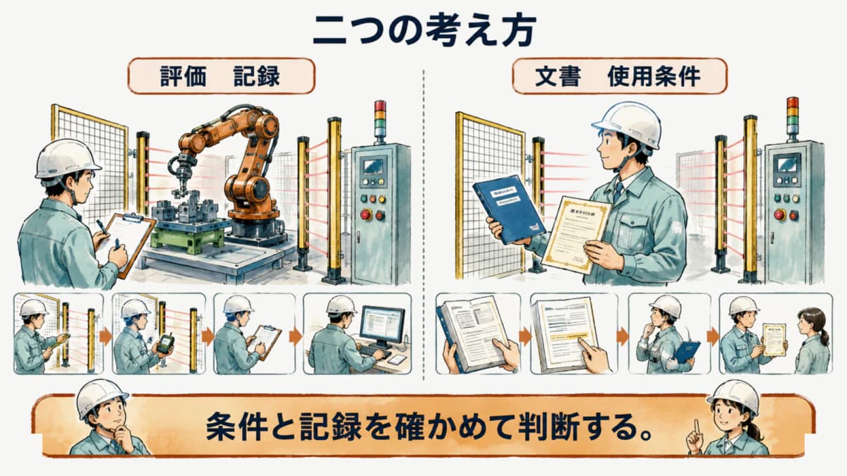 安全柵以外の措置を検討するときの二つの考え方を示す図