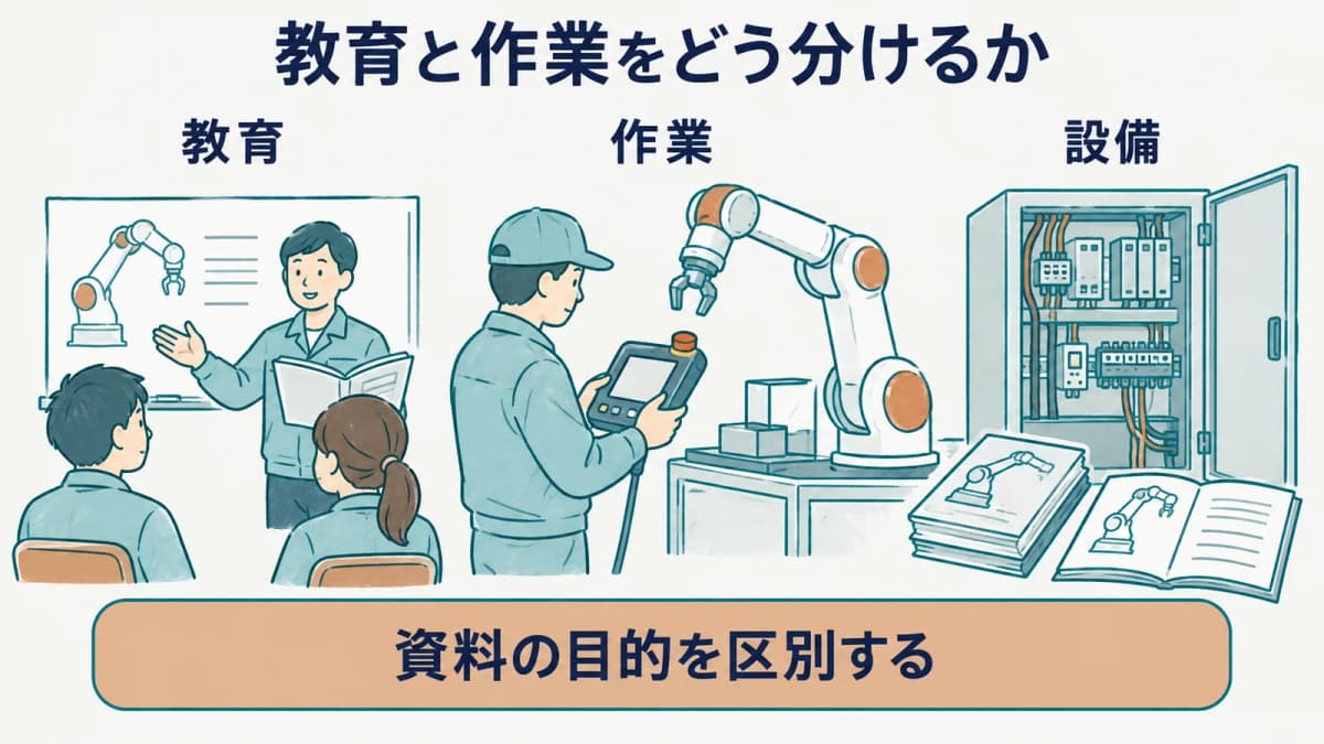 教育の確認と作業条件を分ける図