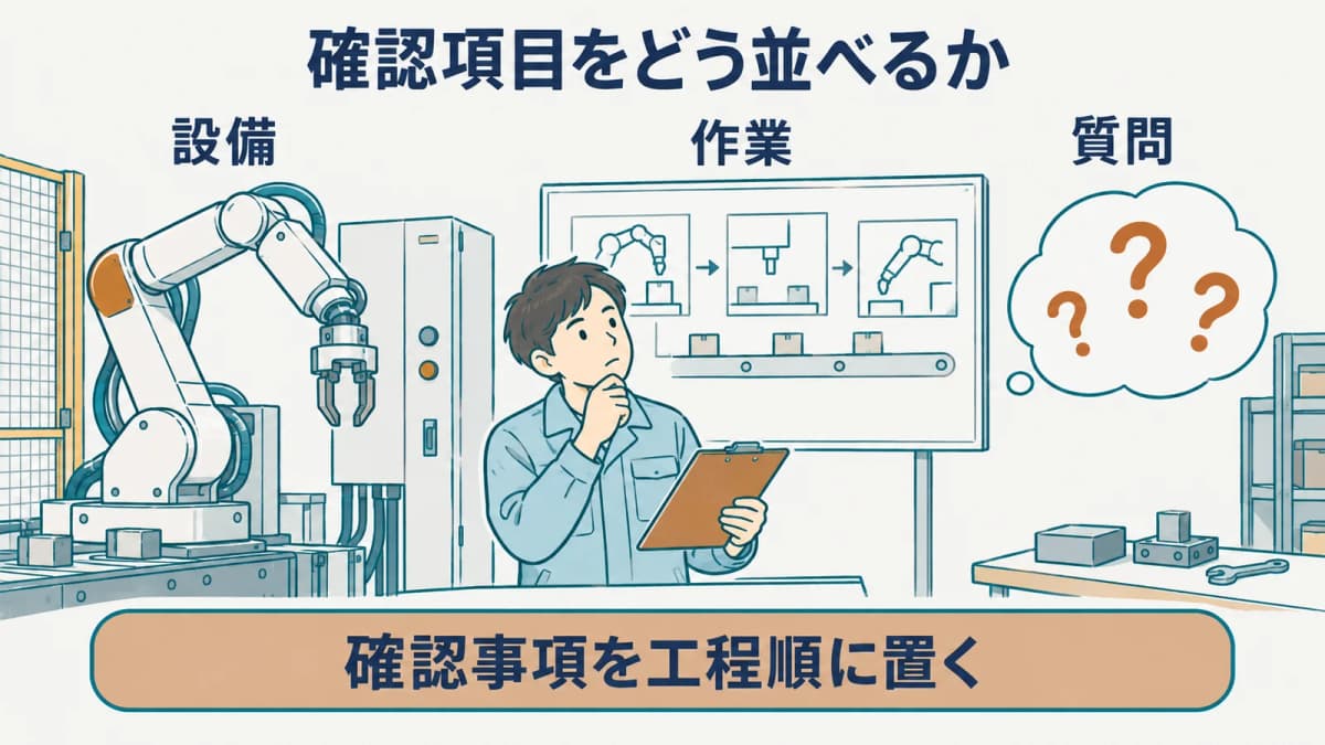 確認項目を工程順に並べる図