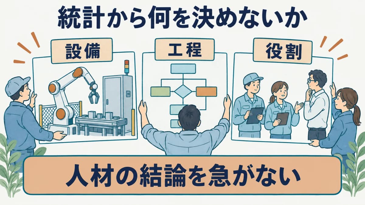 設備の統計から工程や役割の結論を急がない図