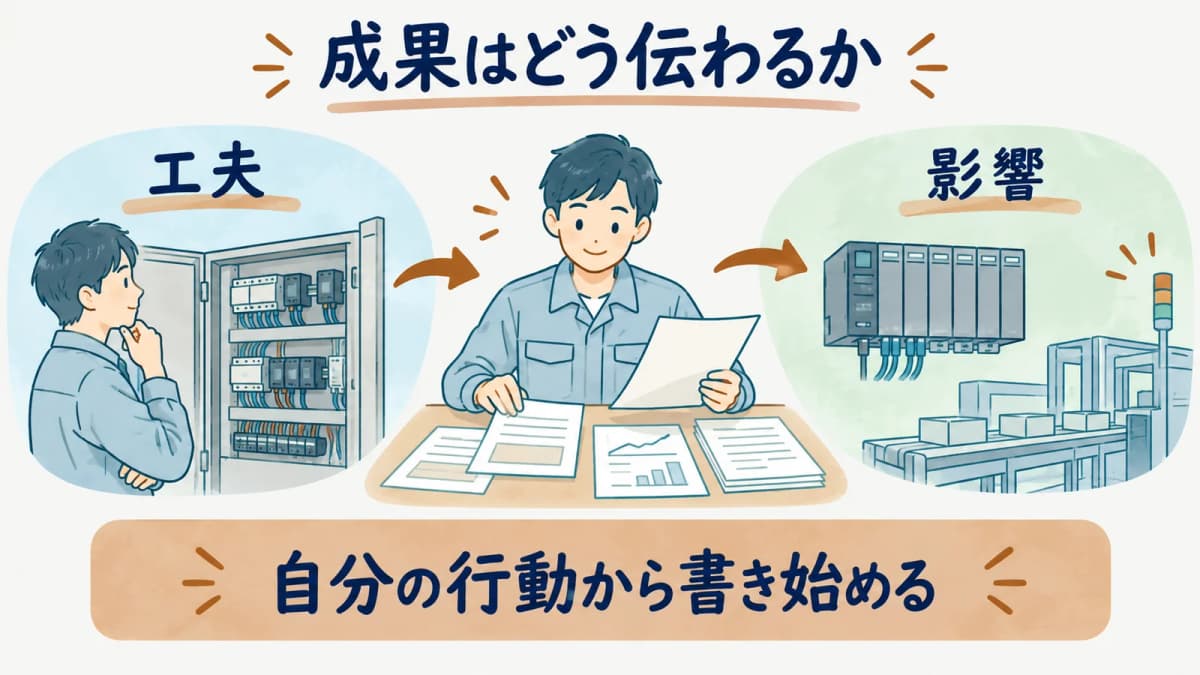 工夫と影響を自分の行動から書き始める図