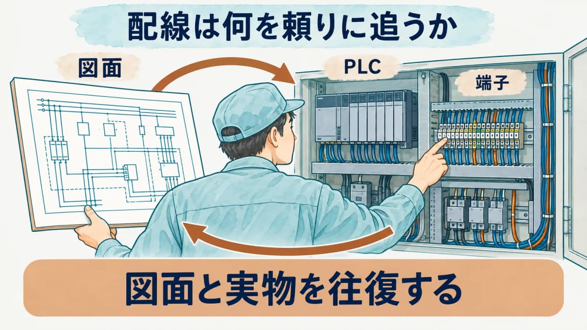端子台と配線ダクトを示す制御盤の図